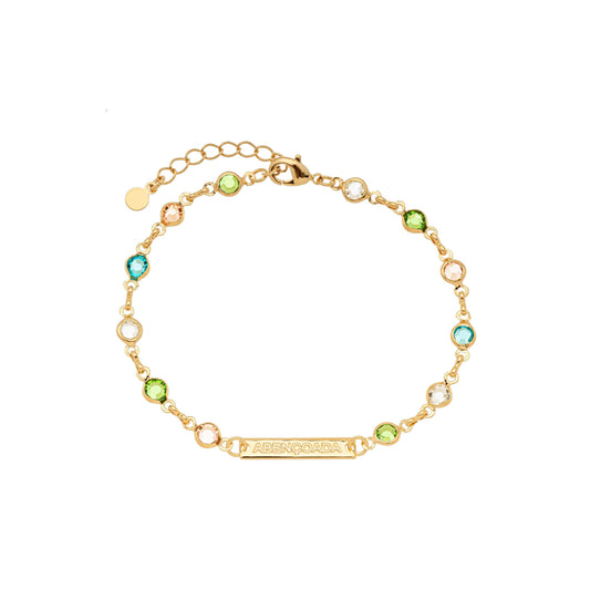 Pulseira abençoada com pedras coloridas banhada a ouro 18k