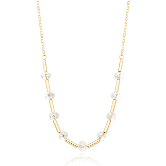 Gargantilha choker com pedras e tubinhos banhada a ouro 18k - Biju & Cia.