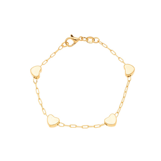Pulseira infantil com corações banhada a ouro 18k - Biju & Cia.