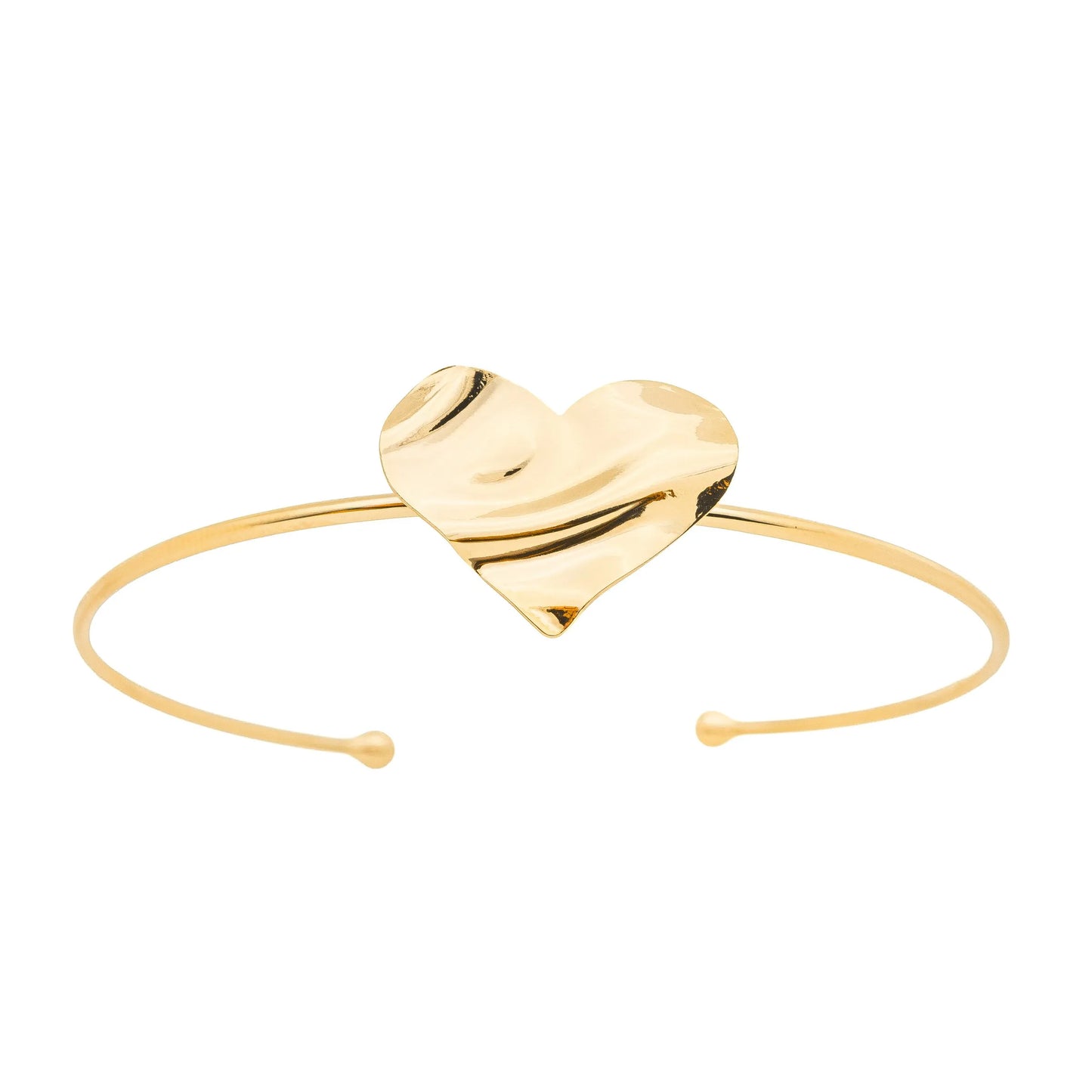 Bracelete com coração amassado banhado a ouro 18k