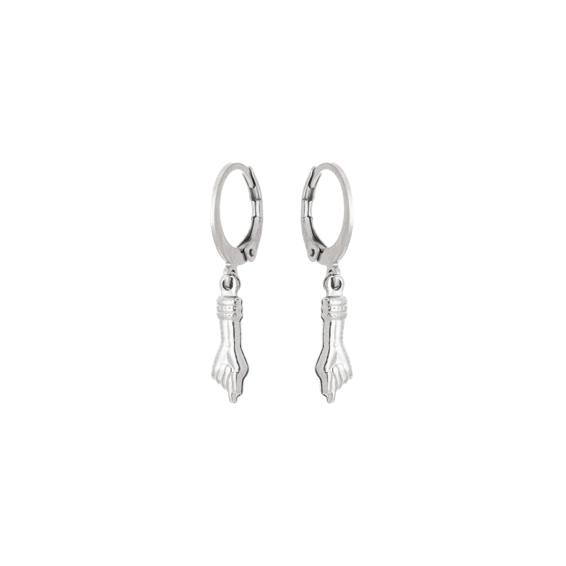 Brinco de argola com pingente de figas em aço inox - Biju & Cia.