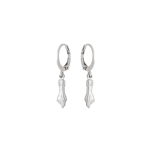 Brinco de argola com pingente de figas em aço inox - Biju & Cia.