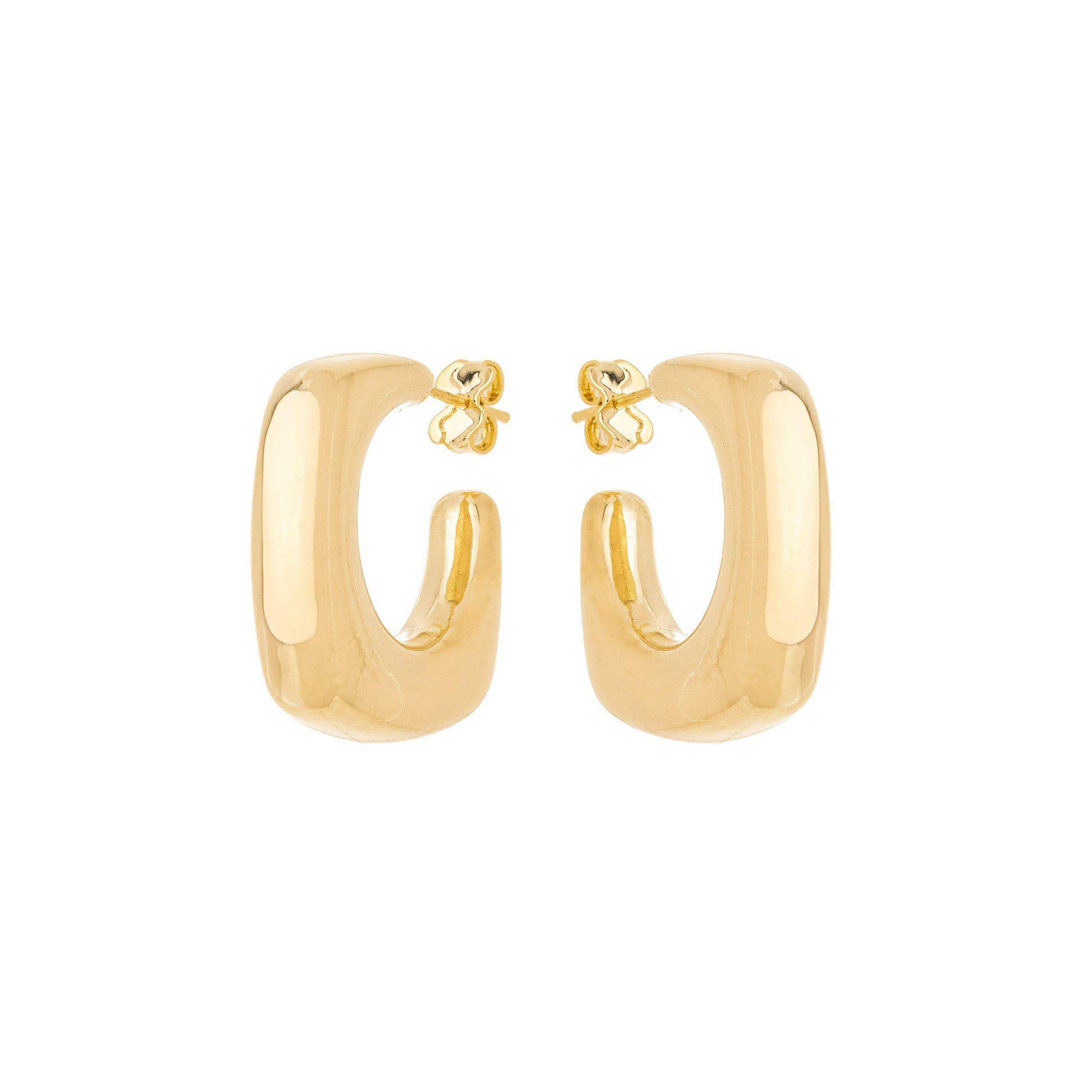 Argola tubo quadrada banhada a ouro 18k - Biju & Cia.