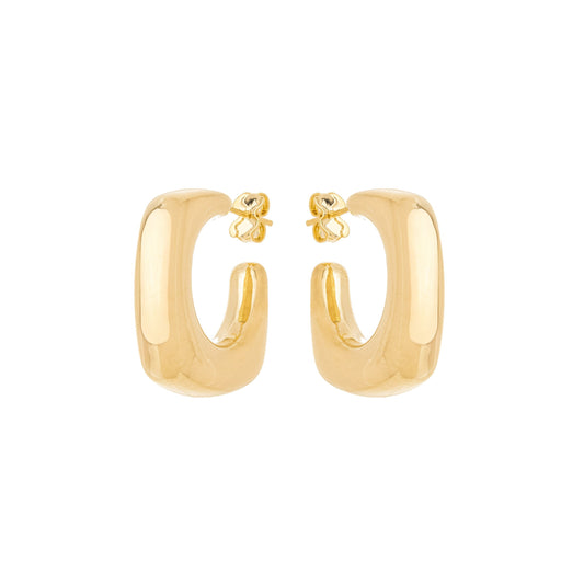 Argola tubo quadrada banhada a ouro 18k - Biju & Cia.