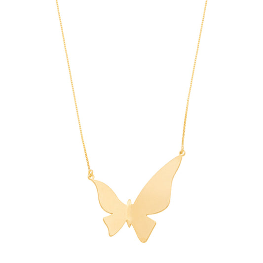 Gargantilha de borboleta lisa banhada a ouro 18k - Biju & Cia.
