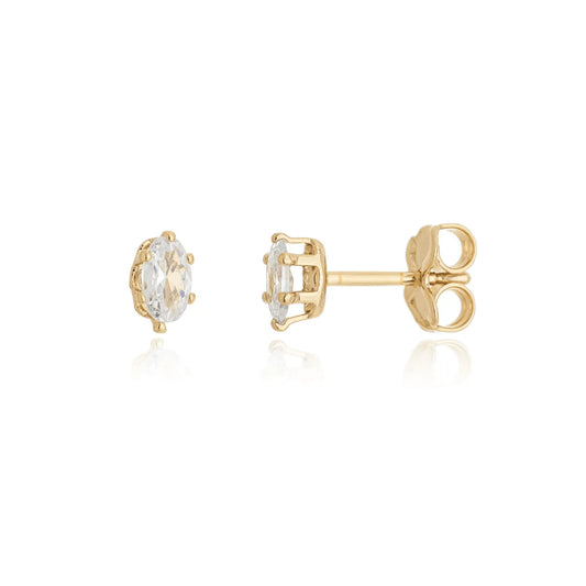 Brinco de zircônia oval banhado a ouro 18k - Biju & Cia.