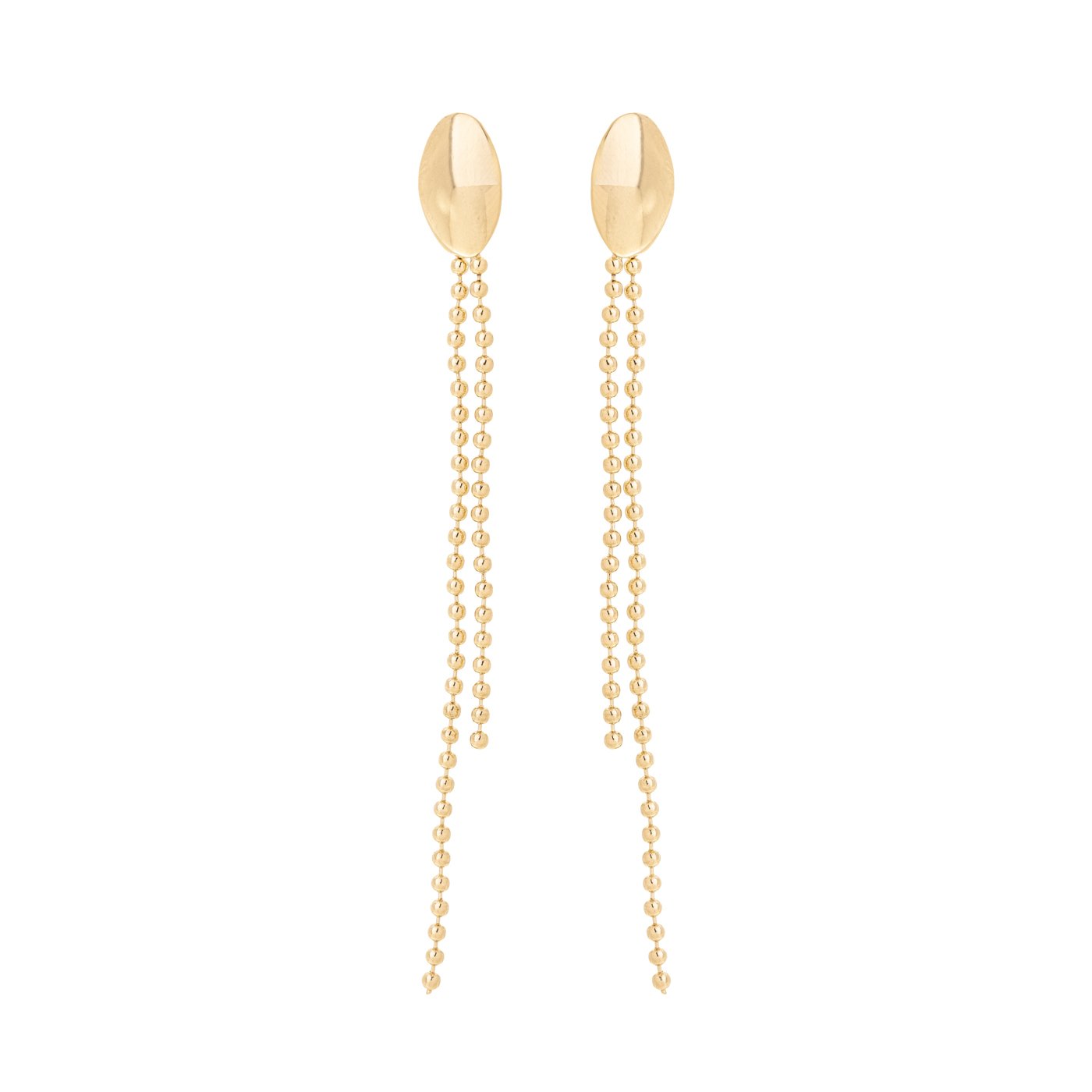 Brinco com correntes de bolinha banhado a ouro 18k