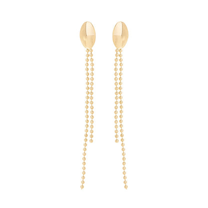 Brinco com correntes de bolinha banhado a ouro 18k