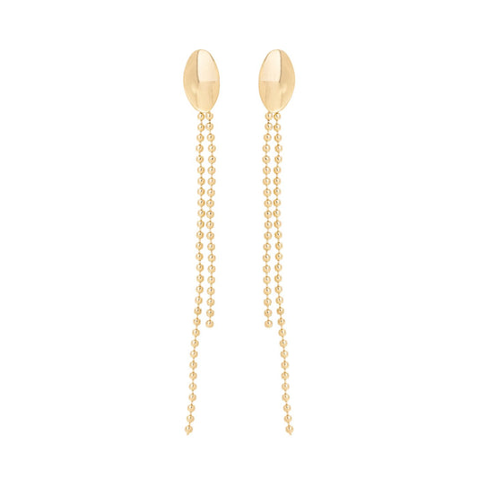 Brinco com correntes de bolinha banhado a ouro 18k