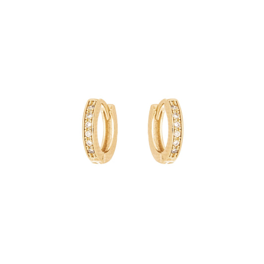 Brinco de argola articulada com zircônias banhado a ouro 18k - Biju & Cia.