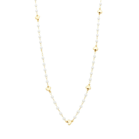 Choker pérola e corações banhada a ouro 18k - Biju & Cia.