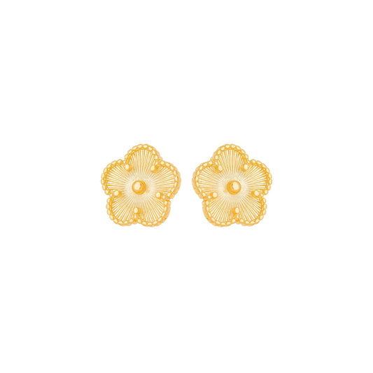 Brinco flor banhado a ouro 18k - Biju & Cia.