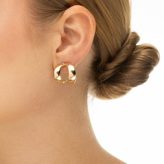 Argola dupla lisa banhada a ouro 18k