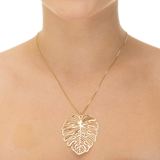 Colar folha banhada a ouro 18k