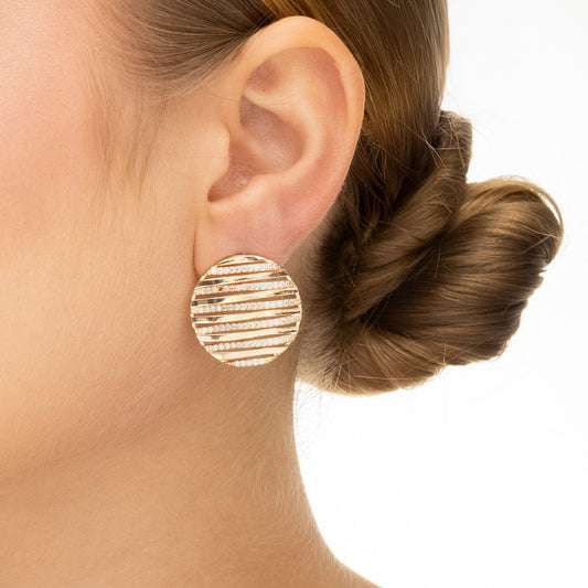 Brinco esfera com zircônias banhada a ouro 18k
