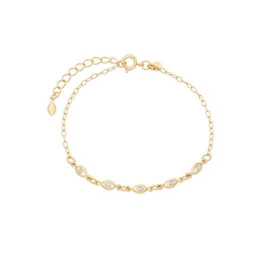 Pulseira navetes com zircônias banhada a ouro 18k - Biju & Cia.
