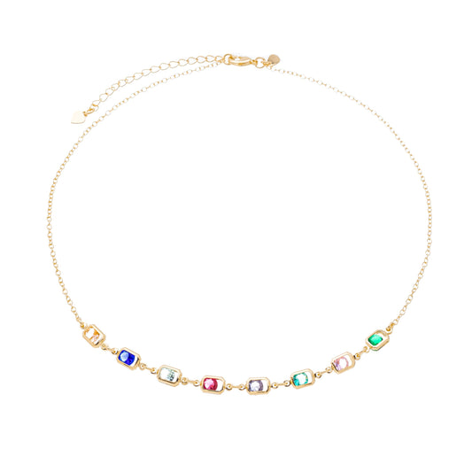 Choker com pedras coloridas banhada a ouro 18k