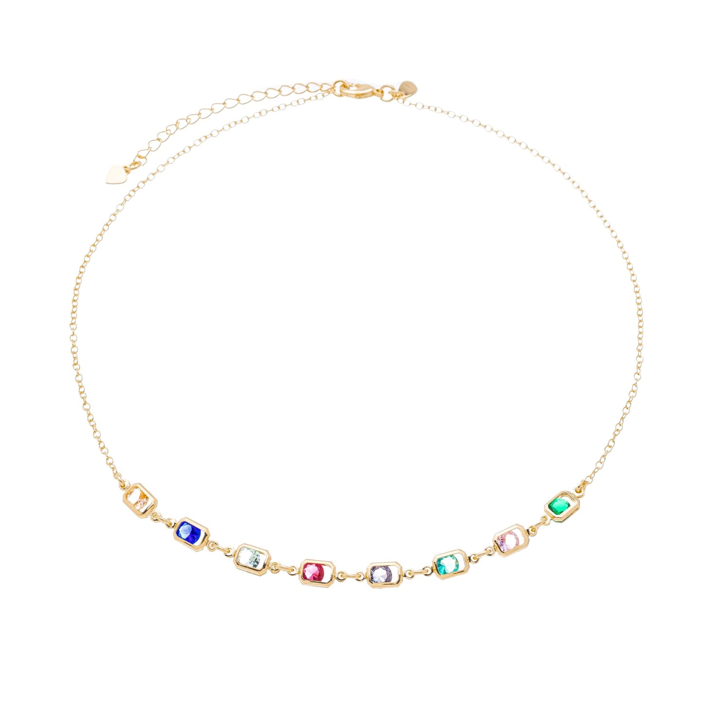 Choker com pedras coloridas banhada a ouro 18k - Biju & Cia.