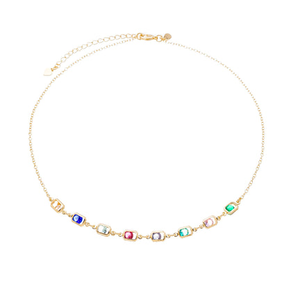 Choker com pedras coloridas banhada a ouro 18k - Biju & Cia.