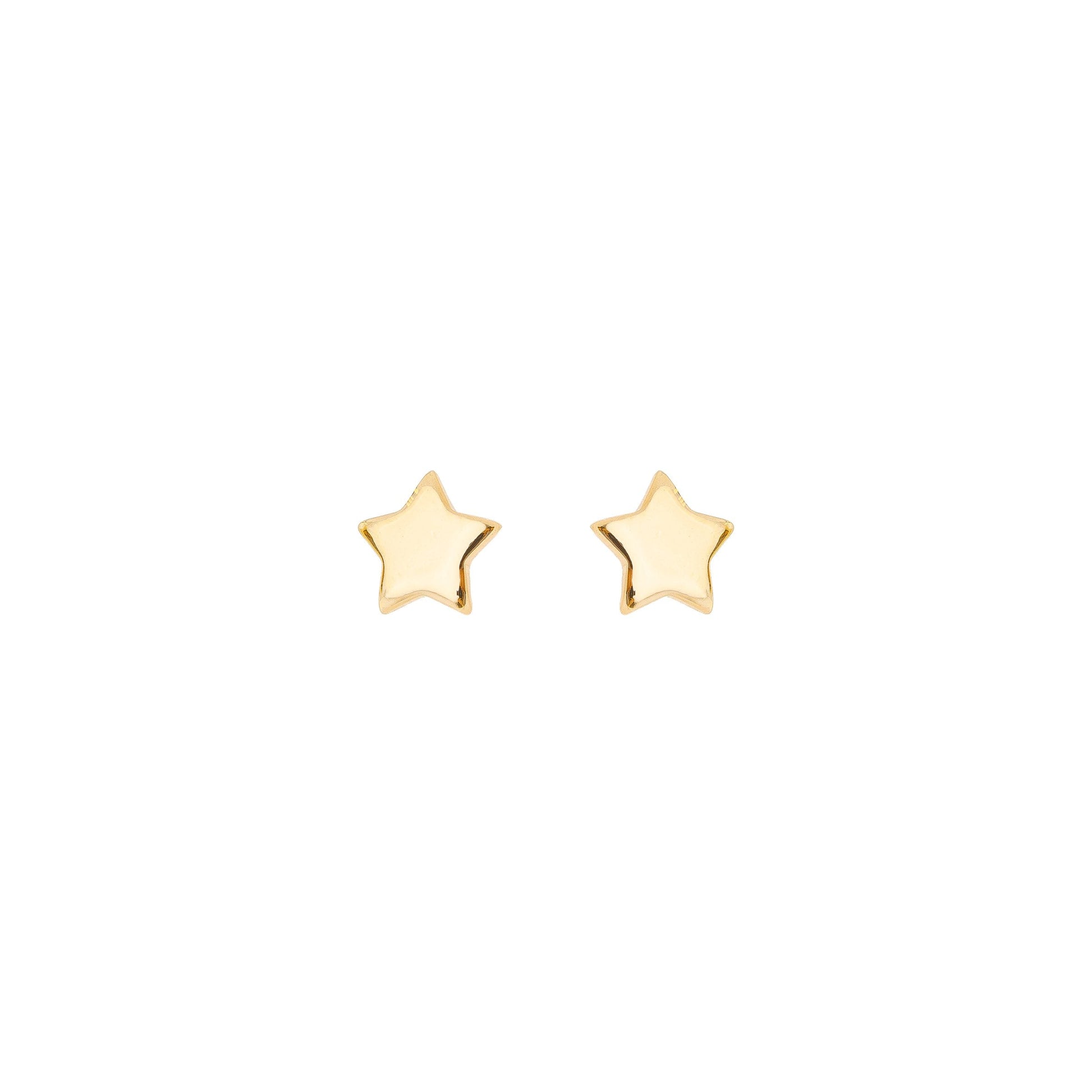 Brinco de estrela lisa tamanho pequeno banhado a ouro 18k - Biju & Cia.