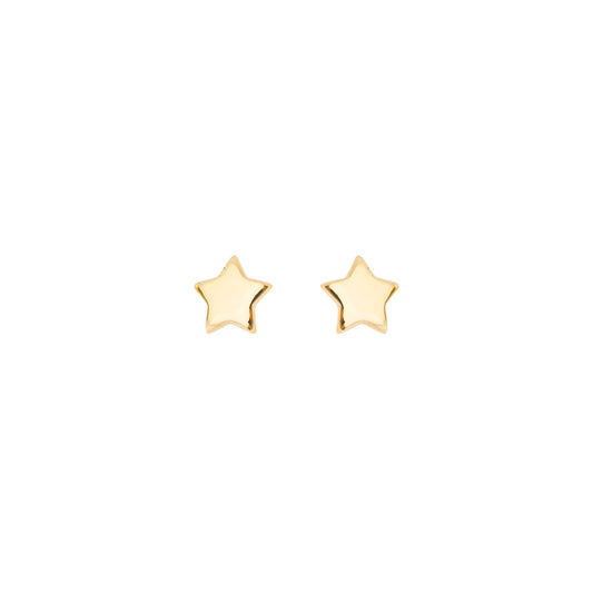 Brinco de estrela lisa tamanho pequeno banhado a ouro 18k - Biju & Cia.