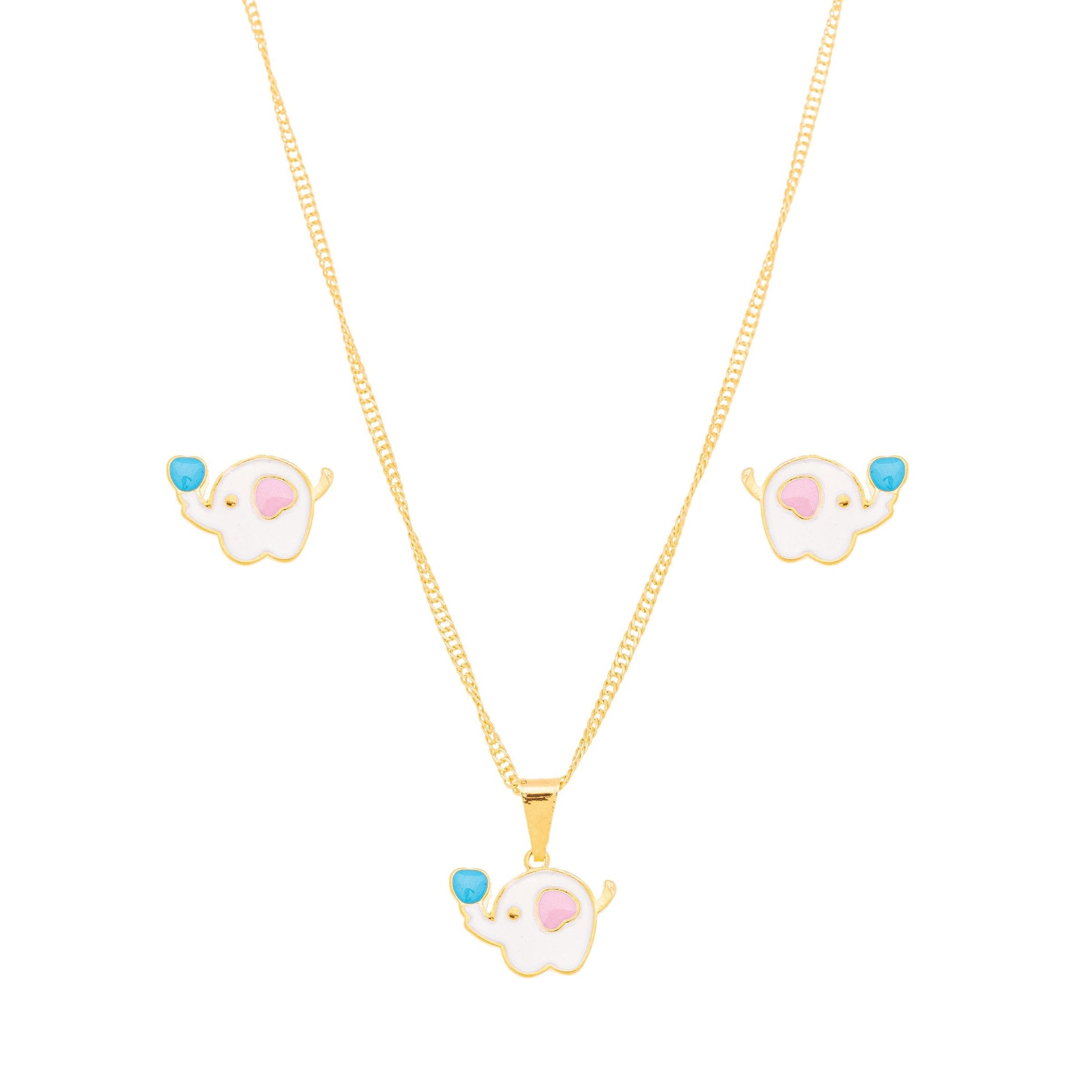 Conjunto elefante resinado banhado a ouro 18k - Biju & Cia.