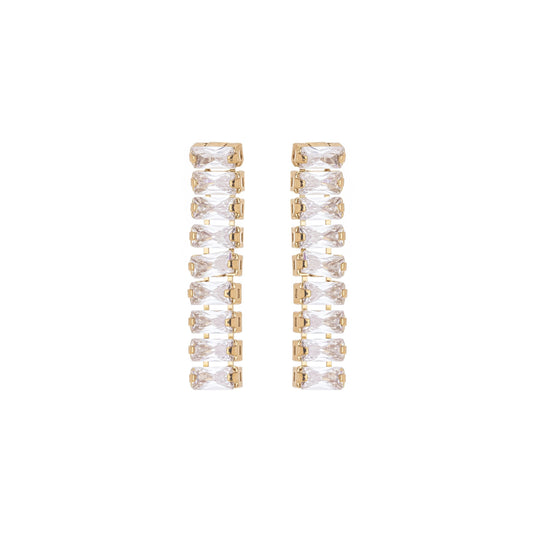 Brinco com zircônias banhado a ouro 18k - Biju & Cia.