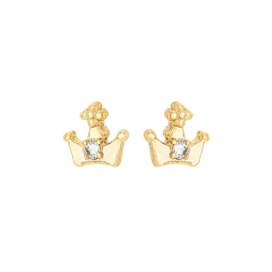 Brinco coroa banhado a ouro 18k - Biju & Cia.