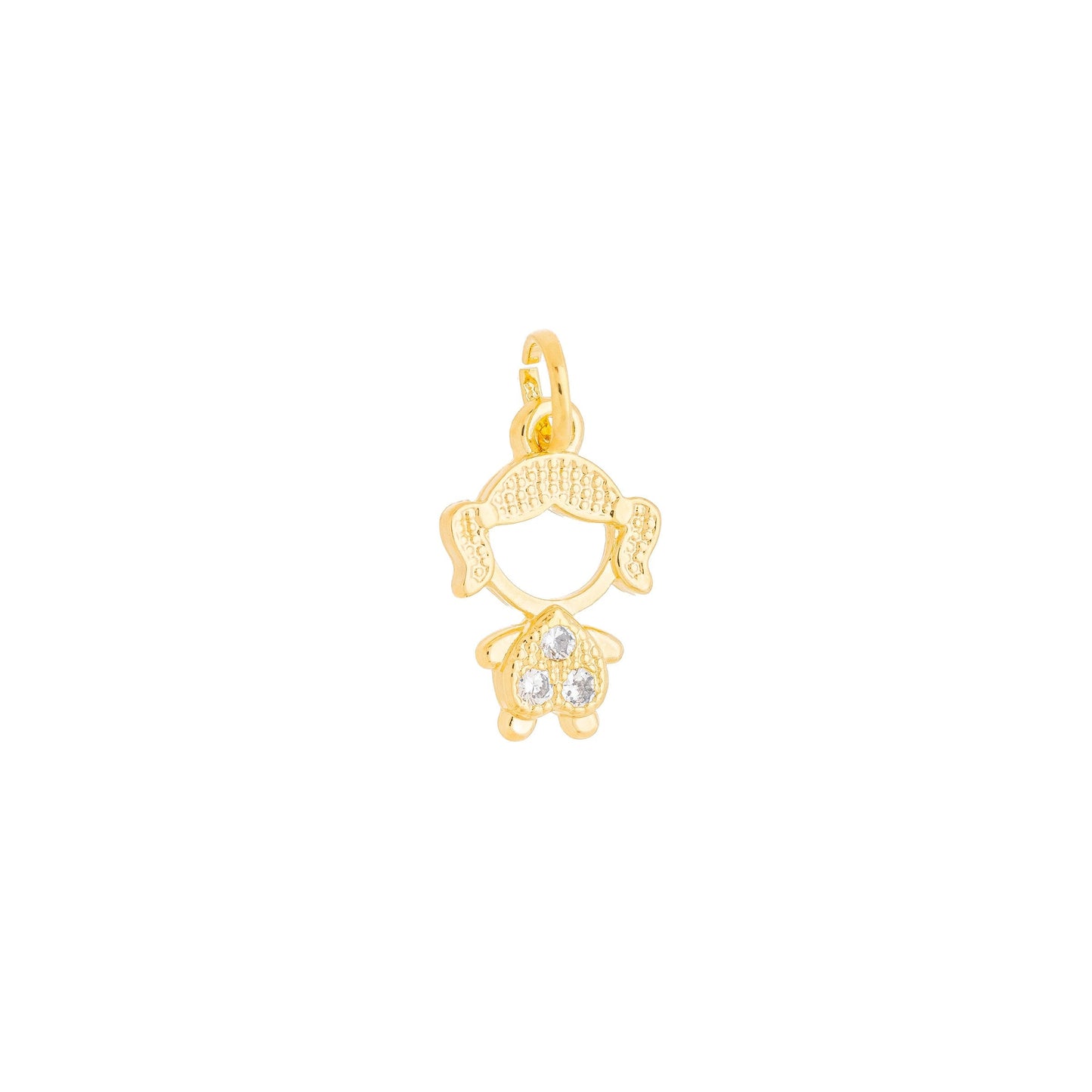 Pingente de menina com zircônia banhado a ouro 18k - Biju & Cia.