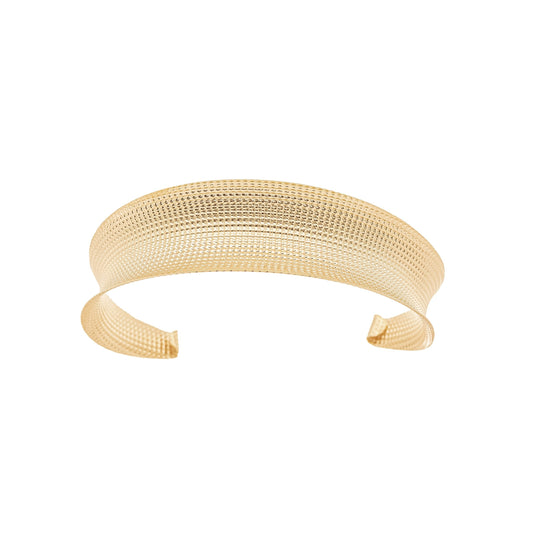 Bracelete abaulado trabalhado banhado a ouro 18k - Biju & Cia.