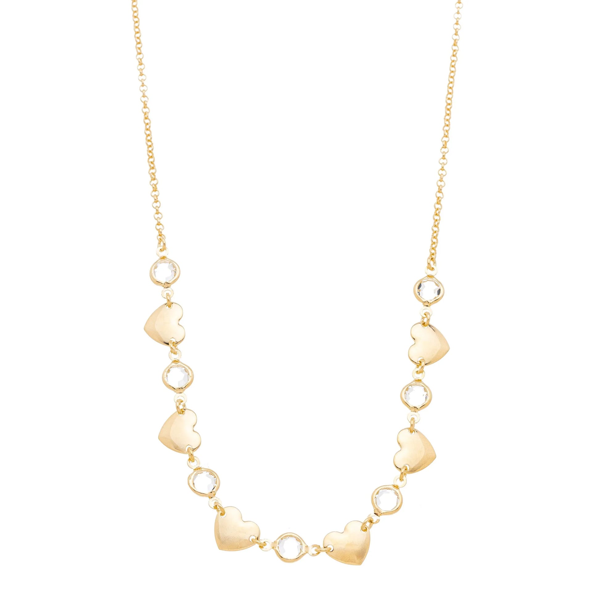 Choker corações e pedras banhada a ouro 18k - Biju & Cia.