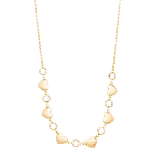 Choker corações e pedras banhada a ouro 18k - Biju & Cia.