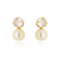 Brinco de pérola com zircônia redonda banhado a ouro 18k - Biju & Cia.