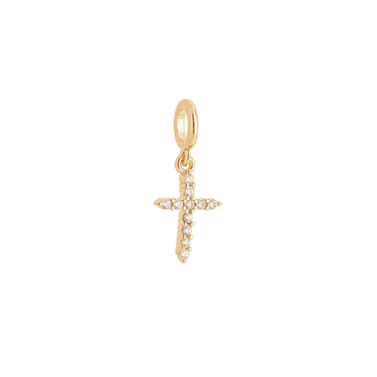 Berloque de cruz com zircônias banhado a ouro 18k - Biju & Cia.