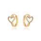Argola com coração cravejado banhada a ouro 18k - Biju & Cia.