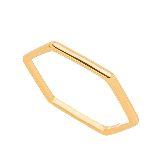 Anel hexagonal banhado a ouro 18k