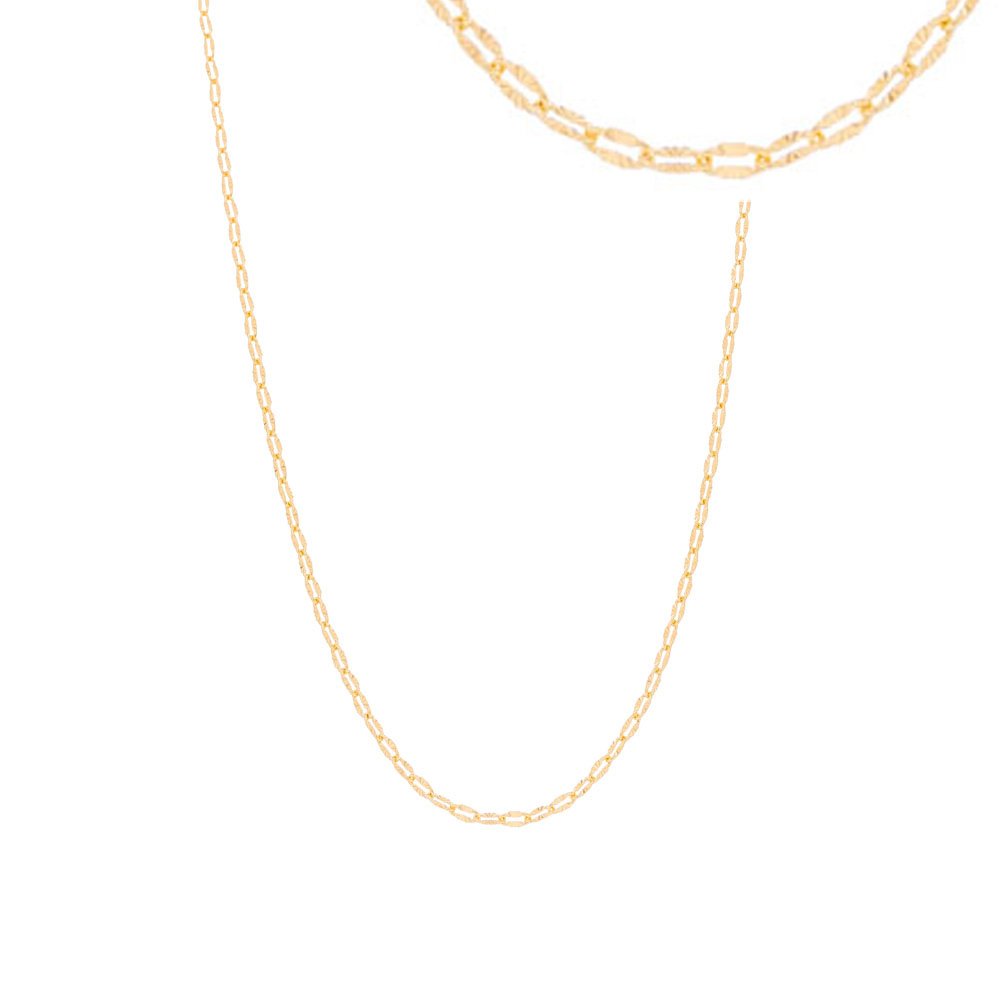 Corrente oval trabalhada banhada a ouro 18k - Biju & Cia.