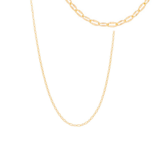 Corrente oval trabalhada banhada a ouro 18k - Biju & Cia.