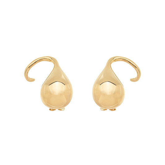Brinco ear hook gota banhado a ouro 18k - Biju & Cia.