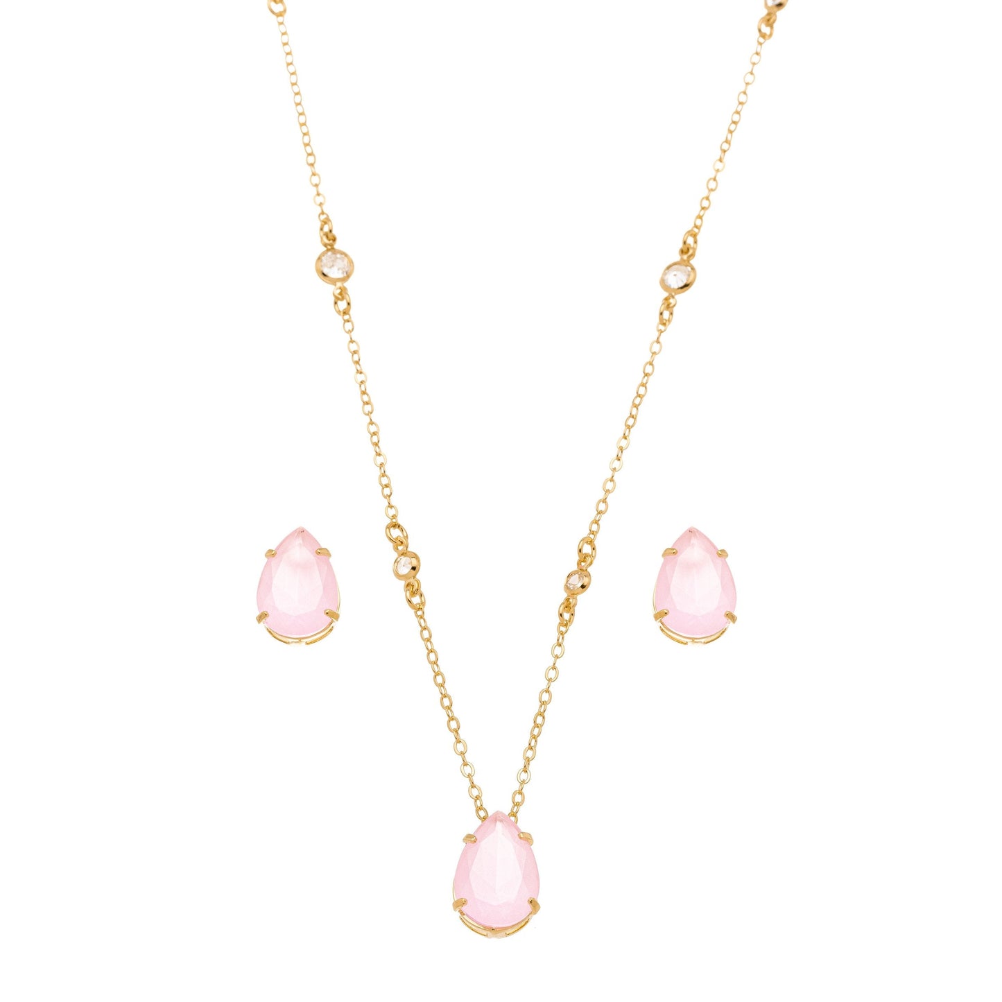 Conjunto de gota de pedra banhado a ouro 18k - Biju & Cia.