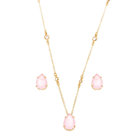 Conjunto de gota de pedra banhado a ouro 18k - Biju & Cia.
