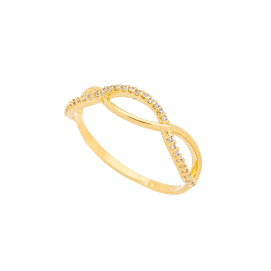 Anel com zircônias banhado a ouro 18k