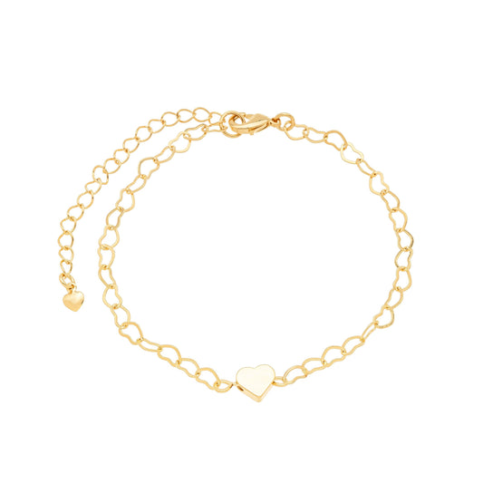 Pulseira com corações banhada a ouro 18k