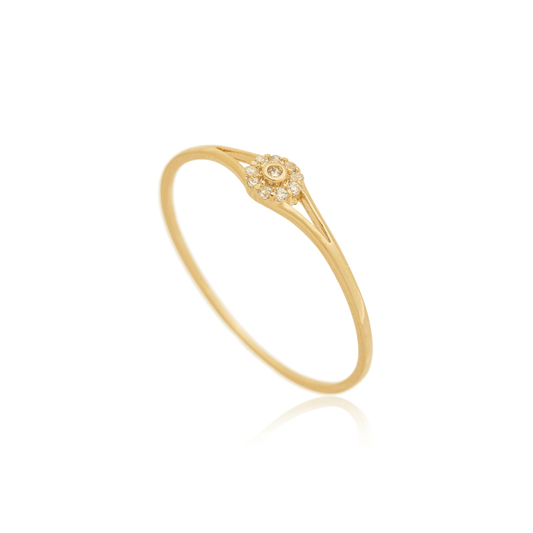 Anel com florzinha de zircônias banhado a ouro 18k - Biju & Cia.
