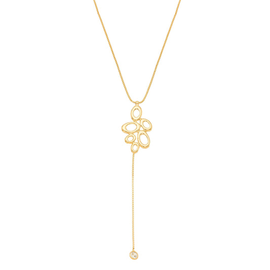 Gargantilha gravata de colmeia e zircônia banhada a ouro 18k - Biju & Cia.