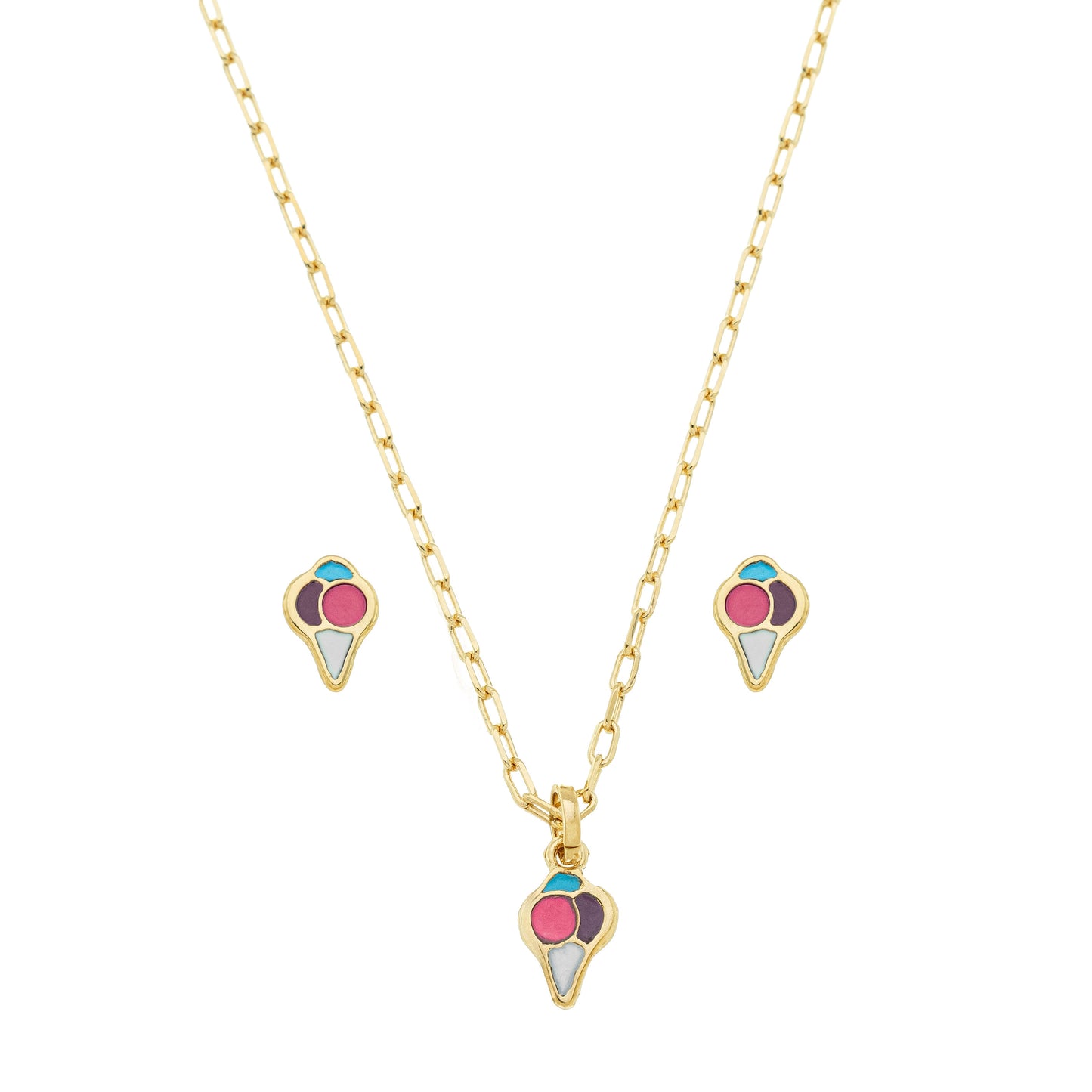 Conjunto sorvete resinado banhado a ouro 18k - Biju & Cia.