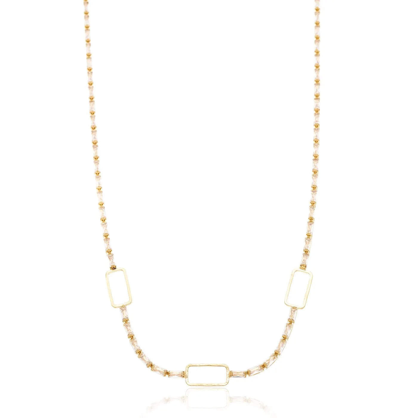 Choker retangular com zircônias banhada a ouro 18k - Biju & Cia.