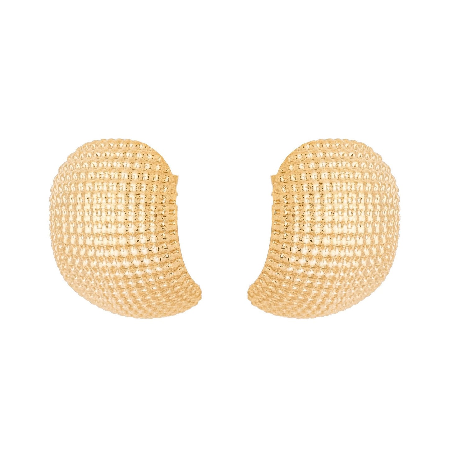 Brinco meia argola detalhada banhado a ouro 18k - Biju & Cia.
