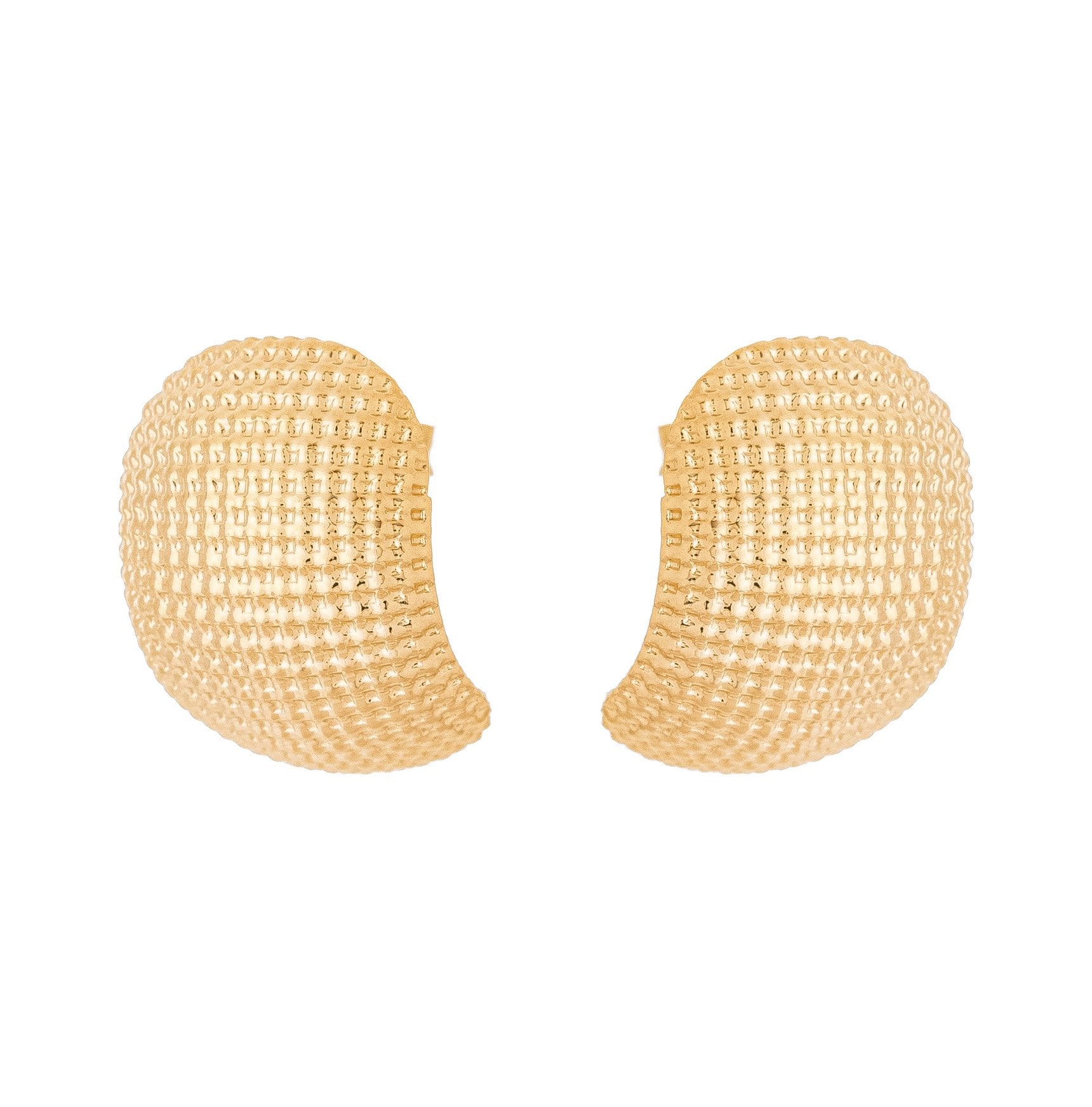 Brinco meia argola detalhada banhado a ouro 18k - Biju & Cia.