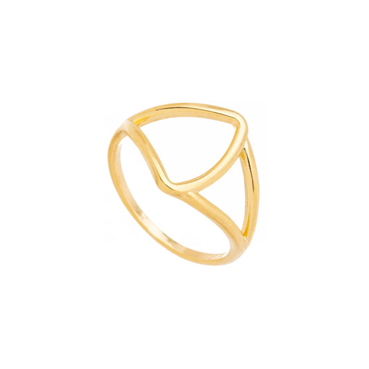 Anel triangular liso banhado a ouro 18k - Biju & Cia.